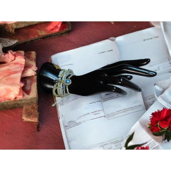 Boho Evil Eye Hamsa Beaded Bracelet Set - Adjustable - New - Witchcore Ethereal - Picture 9 of 13